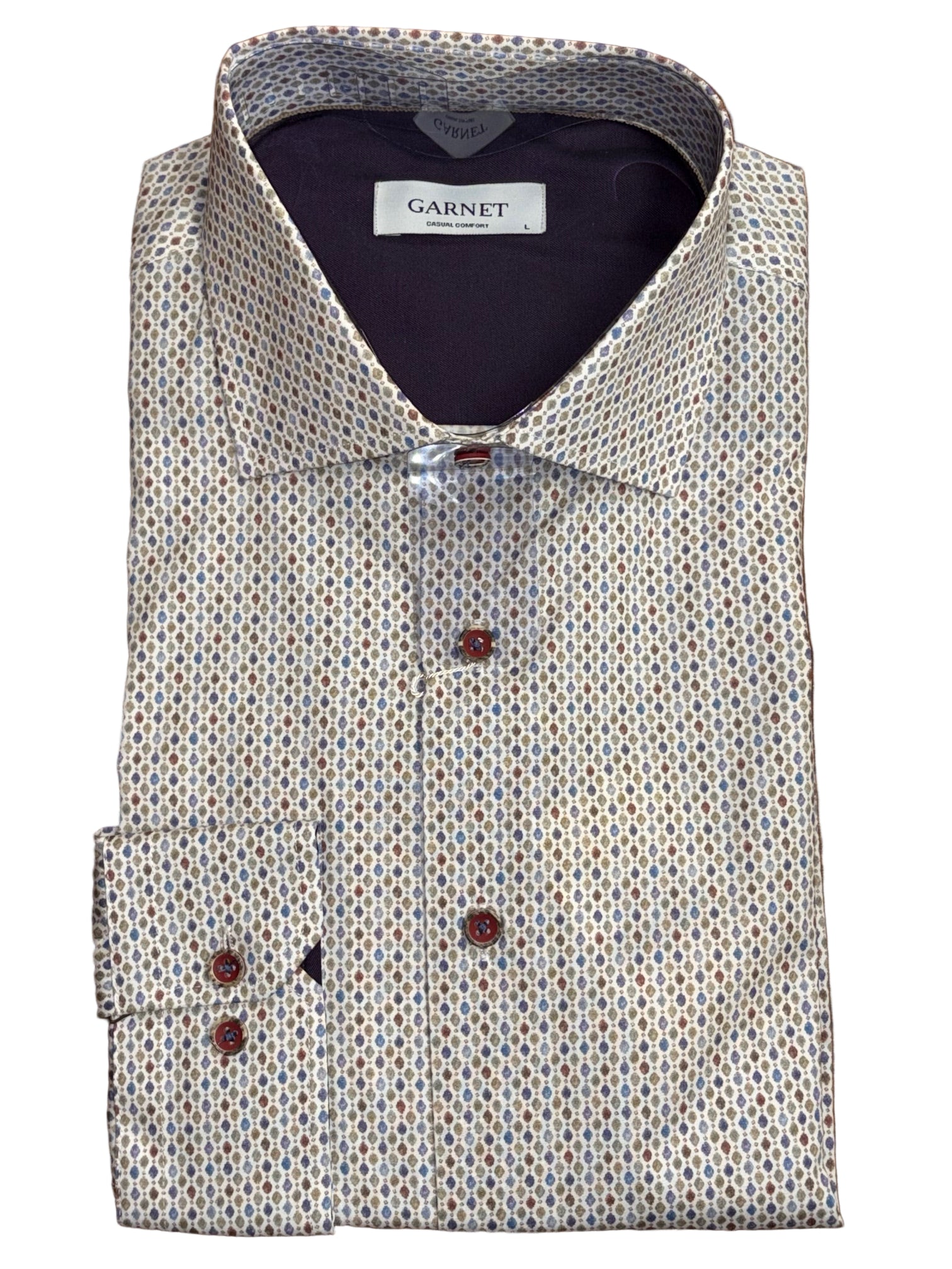 Soft polished cotton with a natural stretch, this long sleeve shirt is perfect to wear with Jeans or dressed up with slacks and a sport coat.