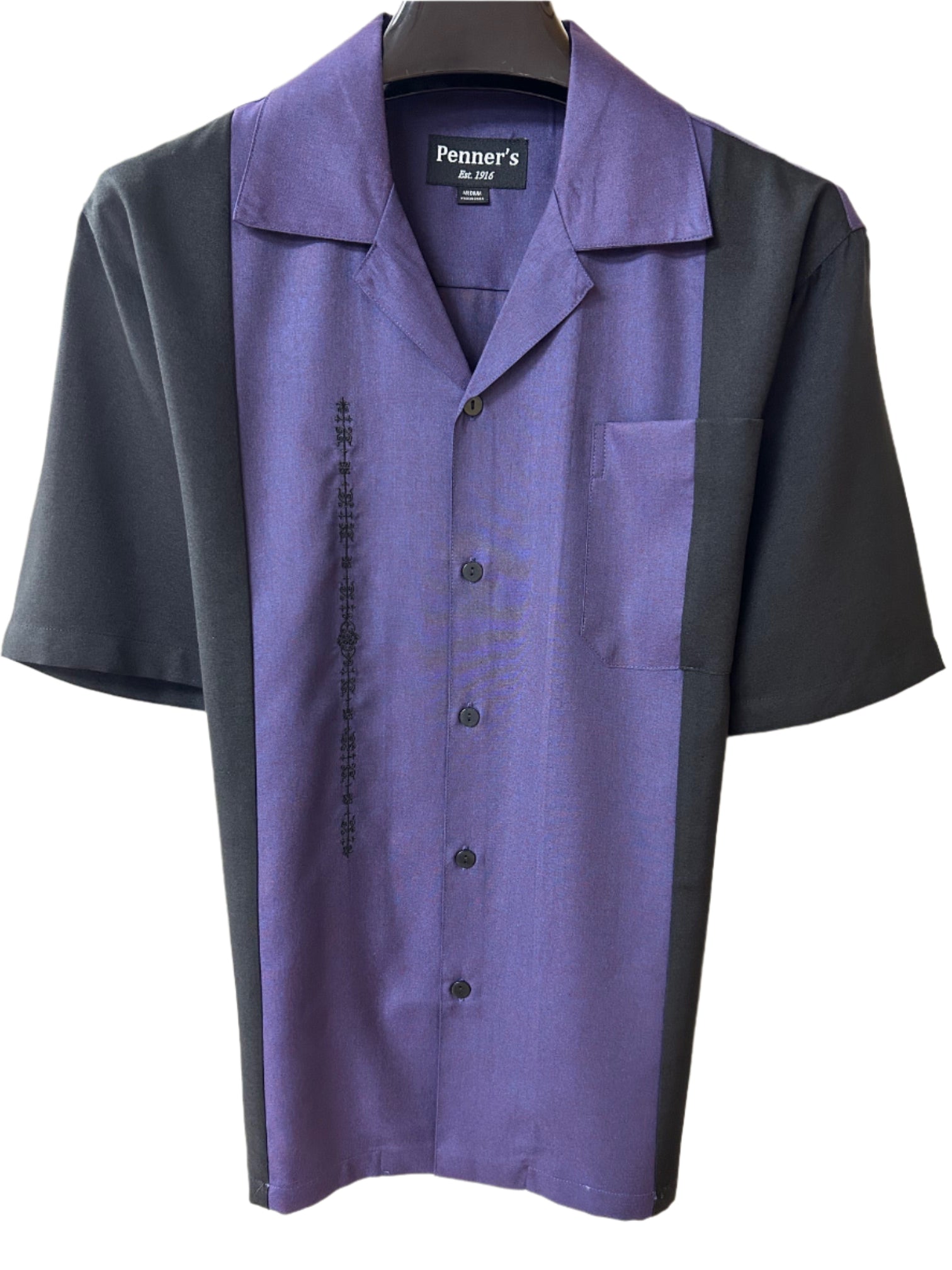 El Hombre shirt is custom made for Penner's! This retro shirt is square bottom and is perfect to dress up with some Stacy's and a nice fedora or casual with shorts and sandals. Made with lightweight poly so you can wash it and wear it. You'll love these shirts! 