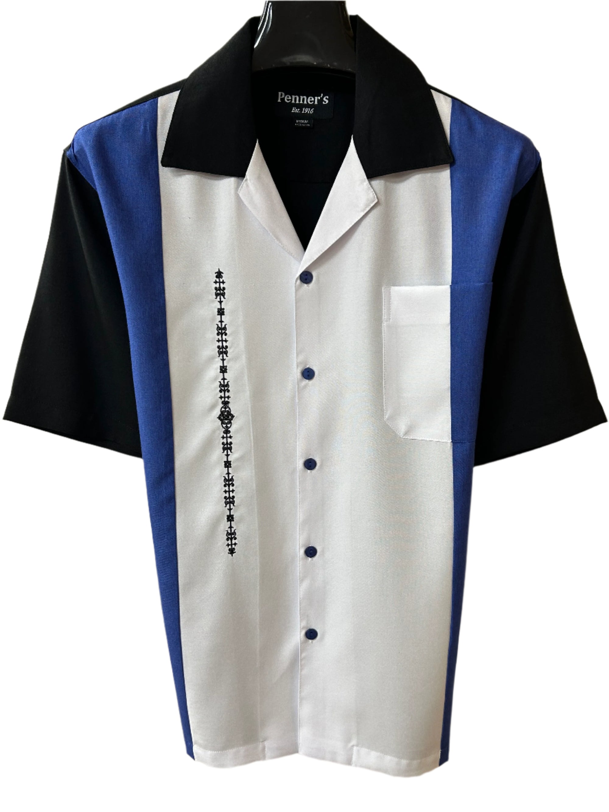 El Patron shirt is custom made for Penner's! This retro shirt is square bottom and is perfect to dress up with some Stacy's and a nice fedora or casual with shorts and sandals. Made with lightweight poly so you can wash it and wear it. You'll love these shirts!