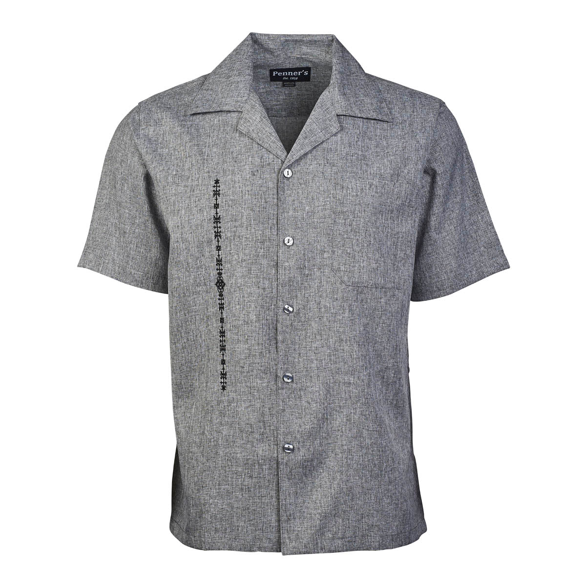 El Clasico shirt is custom made for Penner's! This retro shirt is square bottom and is perfect to dress up with some Stacy's and a nice fedora or casual with shorts and sandals. Made with lightweight poly so you can wash it and wear it. You'll love these shirts!