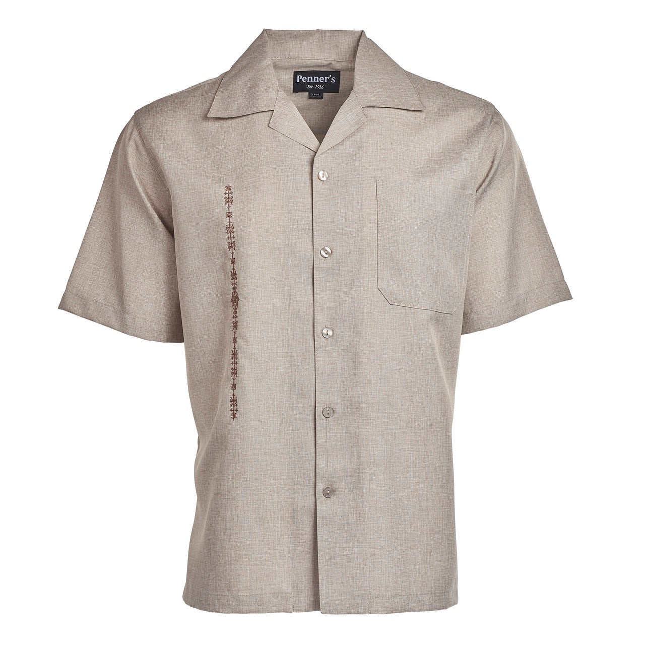 El Clasico shirt is custom made for Penner's! This retro shirt is square bottom and is perfect to dress up with some Stacy's and a nice fedora or casual with shorts and sandals. Made with lightweight poly so you can wash it and wear it. You'll love these shirts!