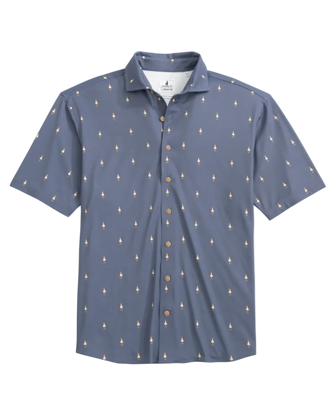 Blue patterned shirt on a white background