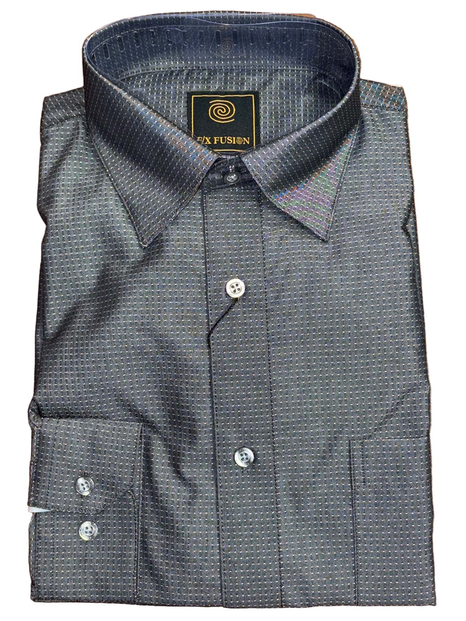 Poly/cotton shirt that is meant to be tucked in and worn with jeans or slacks and look great under a sport coat.&nbsp;&nbsp;