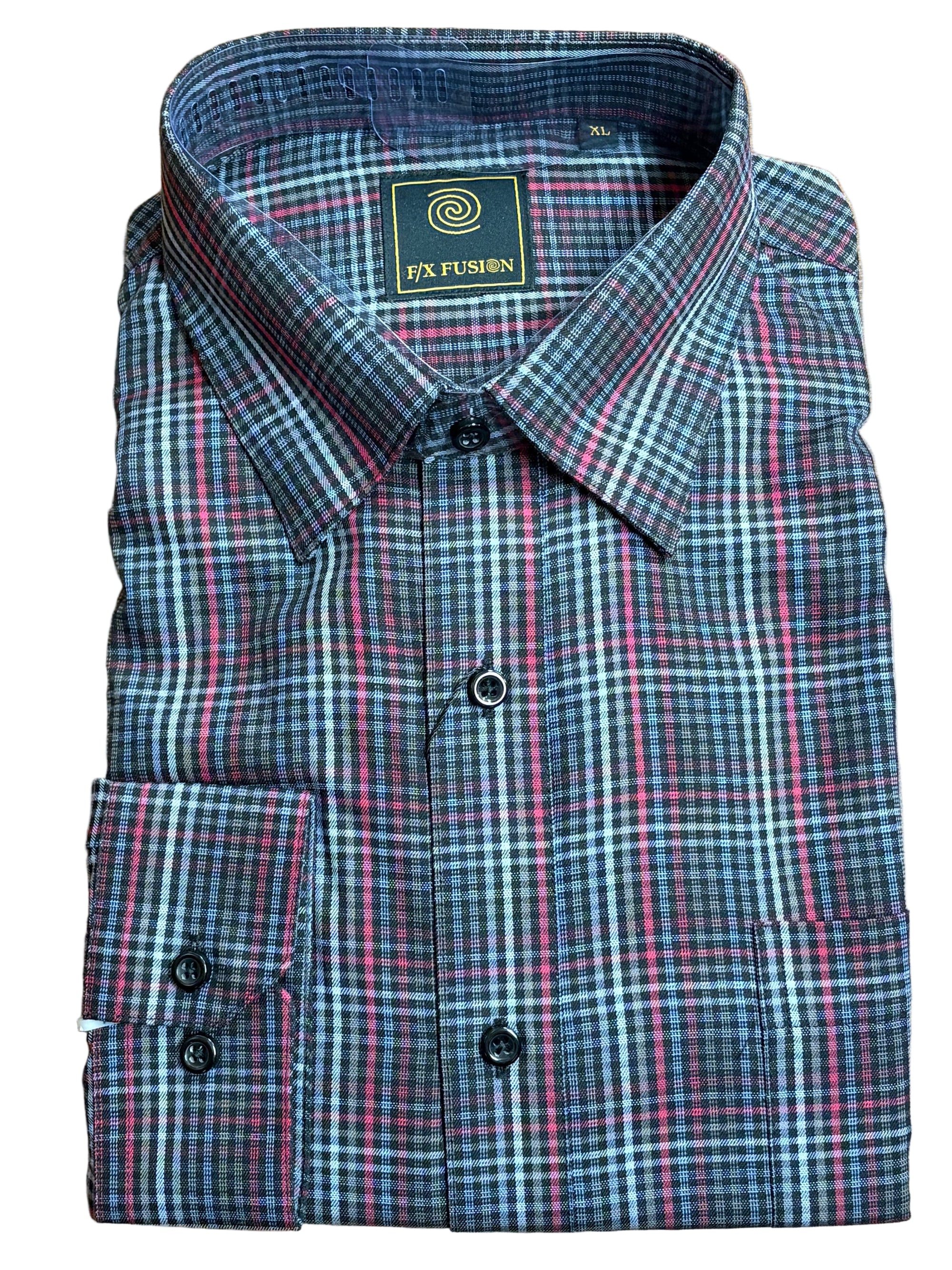 Poly/cotton shirt that is meant to be tucked in and worn with jeans or slacks and look great under a sport coat.&nbsp;&nbsp;