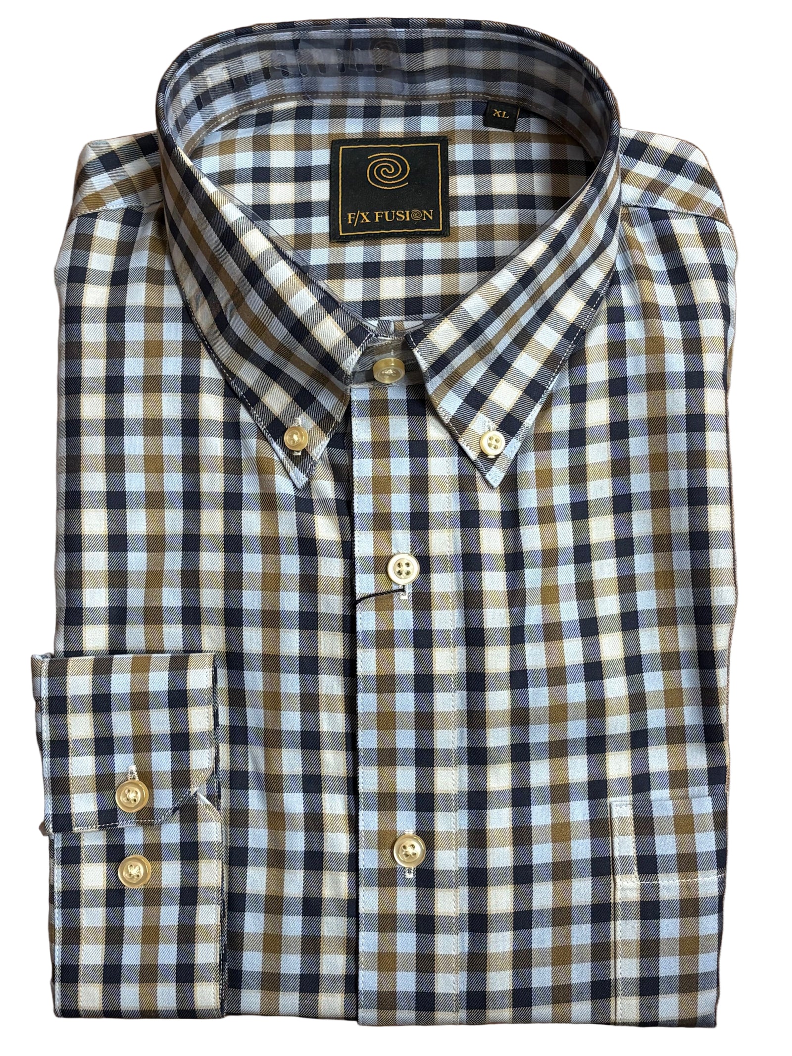 Poly/cotton shirt that is meant to be tucked in and worn with jeans or slacks and look great under a sport coat.&nbsp;&nbsp;