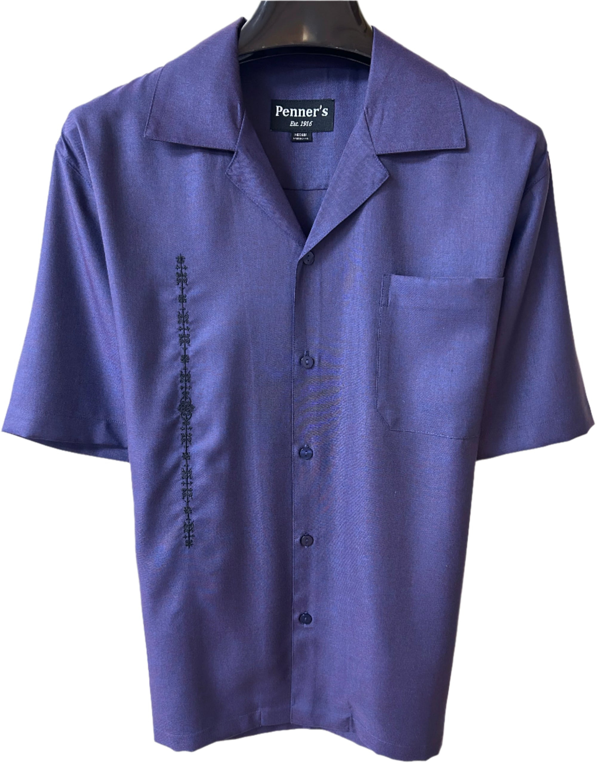 El Clasico shirt is custom made for Penner's! This retro shirt is square bottom and is perfect to dress up with some Stacy's and a nice fedora or casual with shorts and sandals.&nbsp; Made with lightweight poly so you can wash it and wear it.&nbsp; You'll love these shirts!