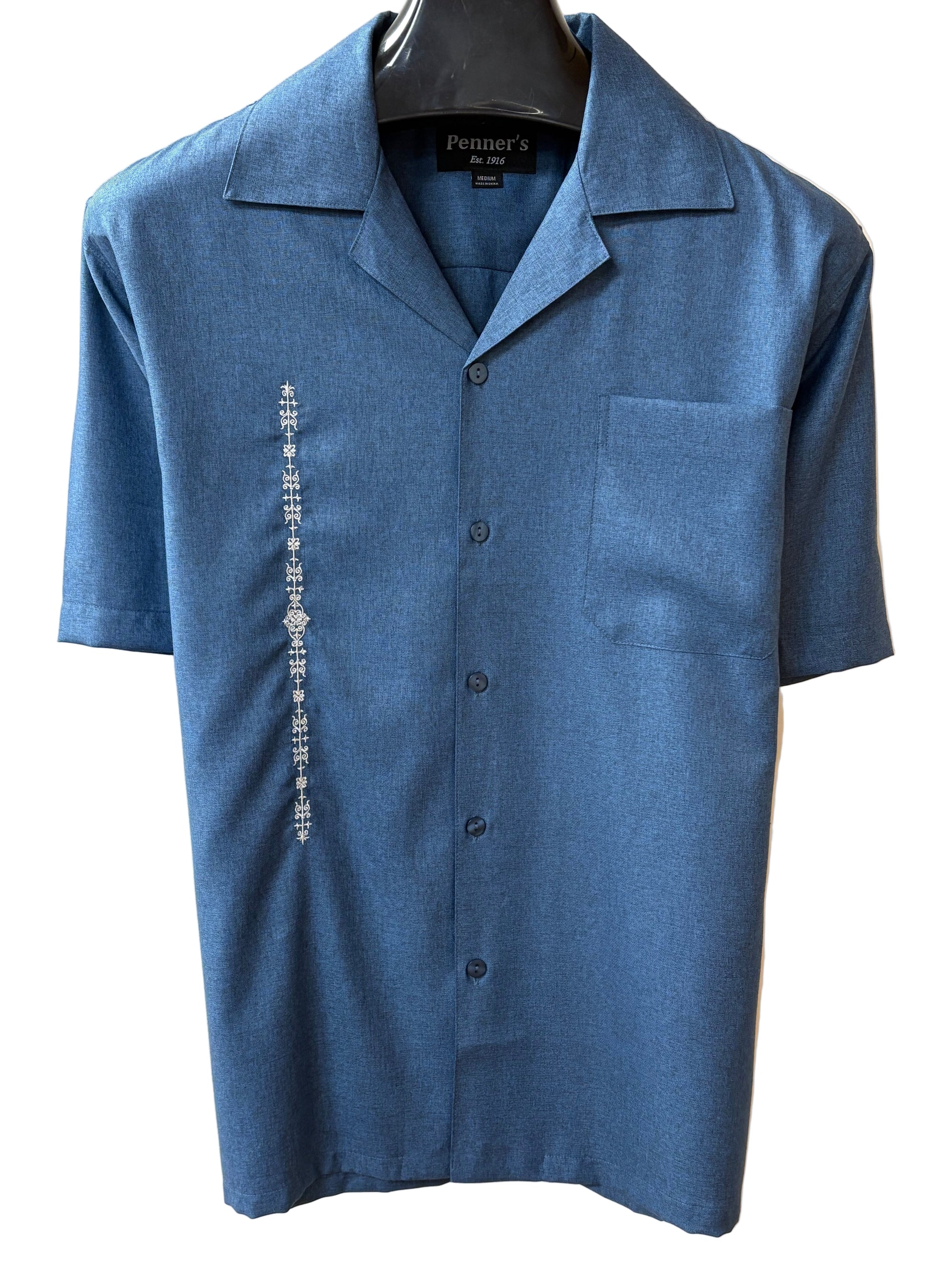 El Clasico shirt is custom made for Penner's! This retro shirt is square bottom and is perfect to dress up with some Stacy's and a nice fedora or casual with shorts and sandals.&nbsp; Made with lightweight poly so you can wash it and wear it.&nbsp; You'll love these shirts!