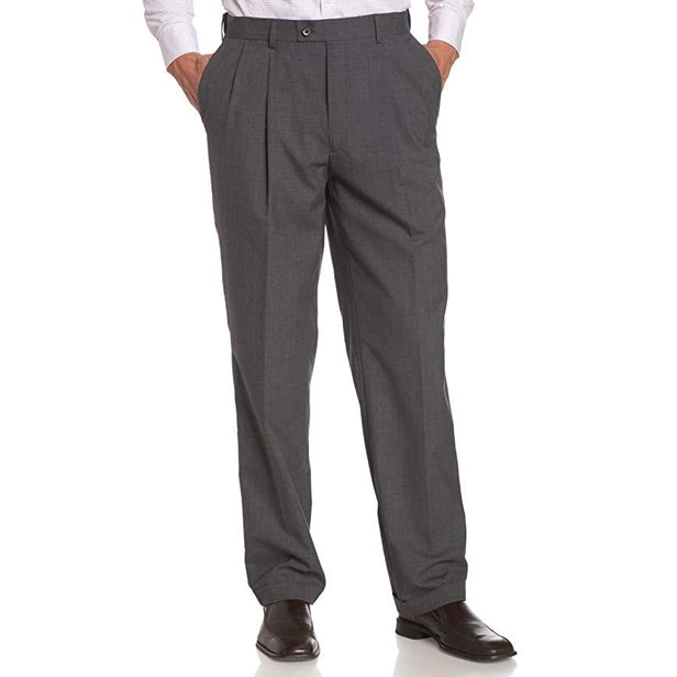Men Double Pleated Dress Pants Classic Fit Slim Formal Business Suit Trouser  | eBay