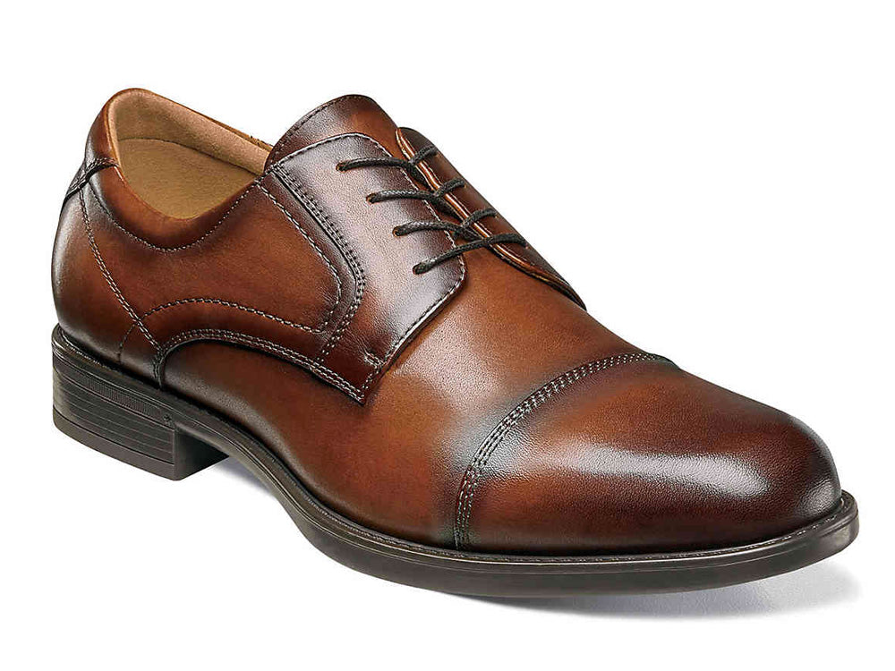 florsheim brown dress shoes Launch Plain Toe Oxford 9.5 Men's Cognac rebound foam and leather footbed cover The Florsheim Brown Leather Sneaker